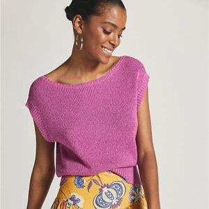 Anthropologie Pink V-Neck Sweater